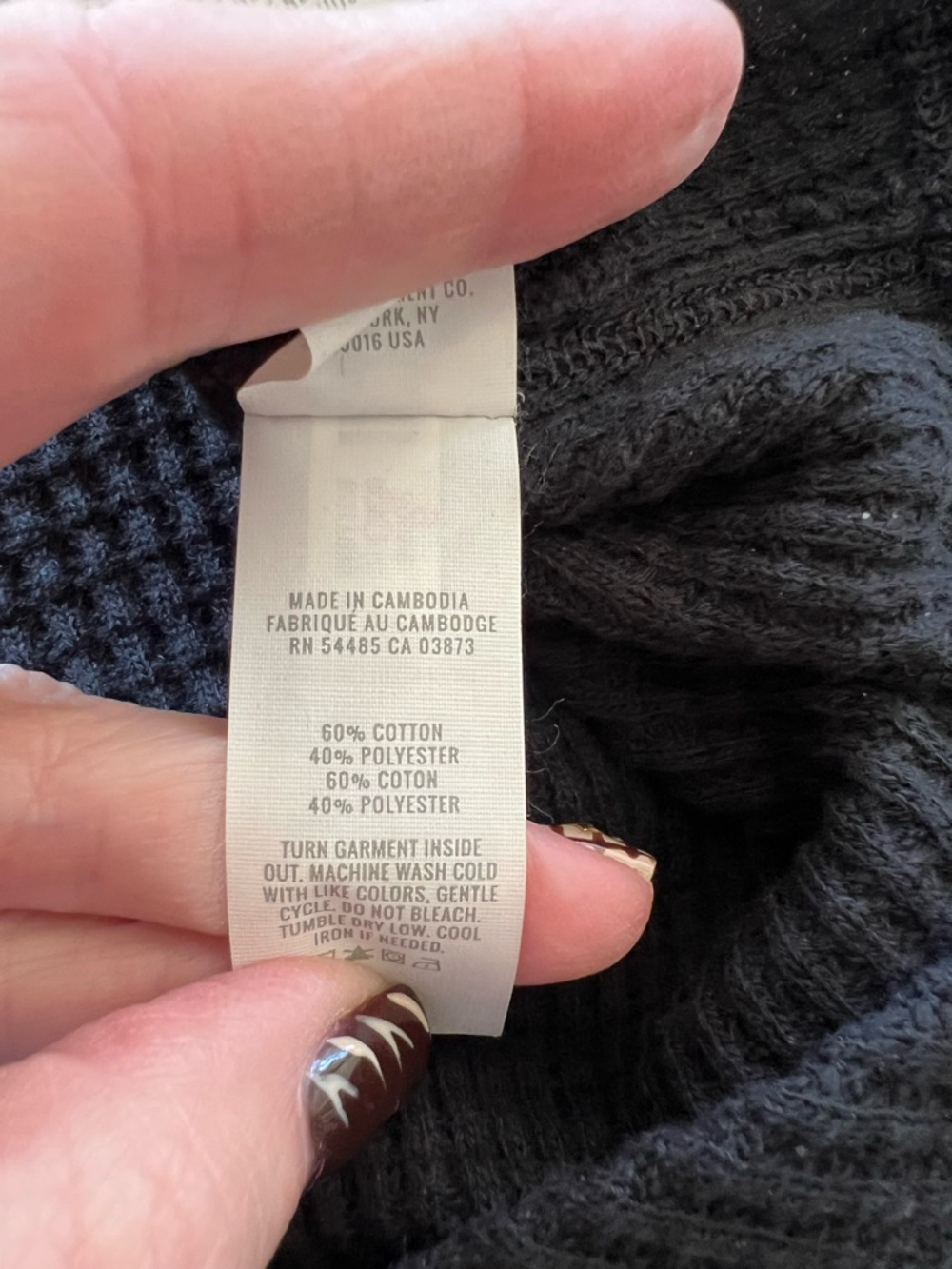 Aerie Waffle Lumberjane Sweatshirt Black V-Neck Oversized Hi-Low Hem Size Large - Picture 3 of 11